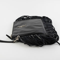 Saint Laurent Fringe Wristlet Pouch Black