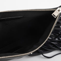 Saint Laurent Fringe Wristlet Pouch Black