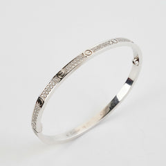 Cartier Small Love Pave Size 16 White Gold Bracelet