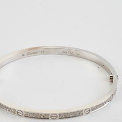 Cartier Small Love Pave Size 16 White Gold Bracelet