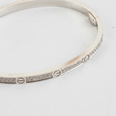 Cartier Small Love Pave Size 16 White Gold Bracelet