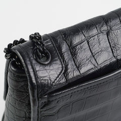 Saint Laurent Niki Baby Croc Embossed Shoulder Bag