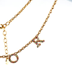 Christian Dior Multicolour Rhinestone Logo Necklace Costume Jewellery