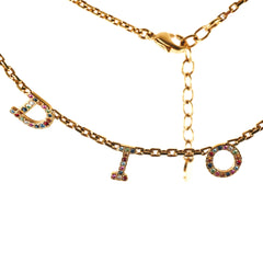 Christian Dior Multicolour Rhinestone Logo Necklace Costume Jewellery