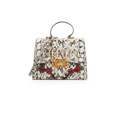 Gucci Snakeskin Embroidered Medium Osiride Top Handle White