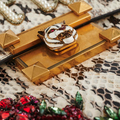 Gucci Snakeskin Embroidered Medium Osiride Top Handle White