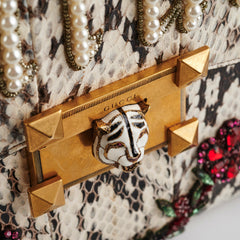 Gucci Snakeskin Embroidered Medium Osiride Top Handle White