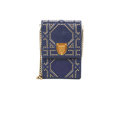 Christian Dior Vertical Diorama Navy Studded Crossbody Bag