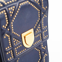 Christian Dior Vertical Diorama Navy Studded Crossbody Bag
