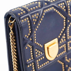 Christian Dior Vertical Diorama Navy Studded Crossbody Bag