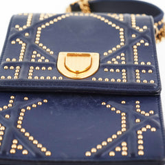 Christian Dior Vertical Diorama Navy Studded Crossbody Bag