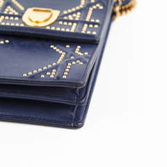 Christian Dior Vertical Diorama Navy Studded Crossbody Bag