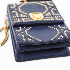 Christian Dior Vertical Diorama Navy Studded Crossbody Bag