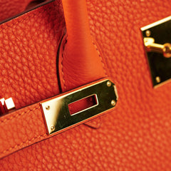 Hermes Birkin 35 Clemence Orange O Square Stamp