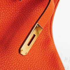 Hermes Birkin 35 Clemence Orange O Square Stamp
