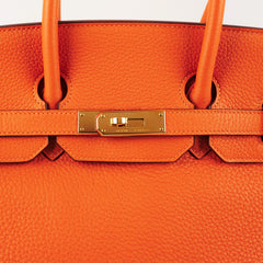 Hermes Birkin 35 Clemence Orange O Square Stamp