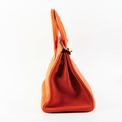 Hermes Birkin 35 Clemence Orange O Square Stamp