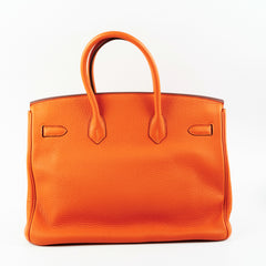 Hermes Birkin 35 Clemence Orange O Square Stamp