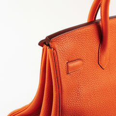 Hermes Birkin 35 Clemence Orange O Square Stamp