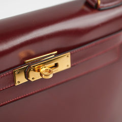 Hermes Vintage Kelly 28 Box Calfskin Burgundy -J Circle 1980
