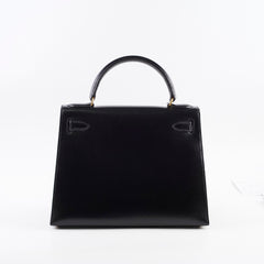 Hermes Kelly 28 Box Leather Noir - S circle stamp