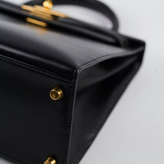 Hermes Kelly 28 Box Leather Noir - S circle stamp