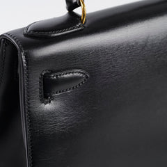 Hermes Kelly 28 Box Leather Noir - S circle stamp