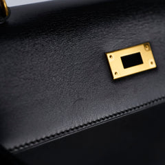 Hermes Kelly 28 Box Leather Noir - S circle stamp