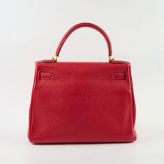 Hermes Kelly 28 Clemence Rouge Vif? - Square I Stamp
