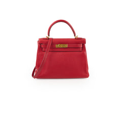 Hermes Kelly 28 Clemence Rouge Vif? - Square I Stamp