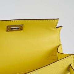 Hermes Mini Kelly Jaune Citron W Stamp