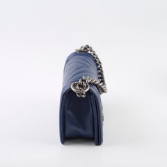 Chanel Small Boy Bag Navy Caviar Ruthenium Hardware