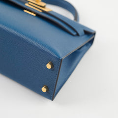 Hermes Mini Kelly Epsom Deep Blue GHW 2025