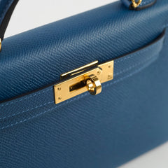 Hermes Mini Kelly Epsom Deep Blue GHW 2025