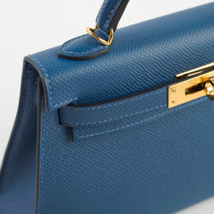 Hermes Mini Kelly Epsom Deep Blue GHW 2025
