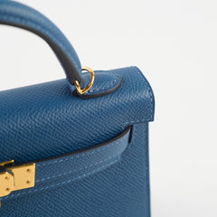 Hermes Mini Kelly Epsom Deep Blue GHW 2025