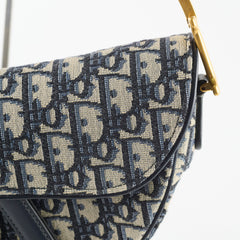 Christian Dior Medium Oblique Saddle Bag Navy