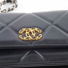 Chanel 19 Wallet on Chain WOC Black Microchipped
