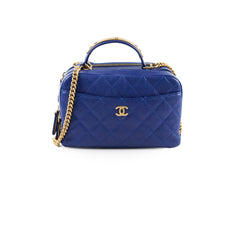 Chanel Blue Leather Caviar Blue Bowling Bag