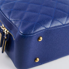 Chanel Blue Leather Caviar Blue Bowling Bag