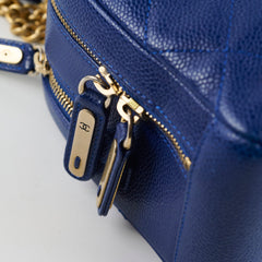 Chanel Blue Leather Caviar Blue Bowling Bag