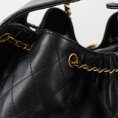 Chanel 25 Caviar Large Black Microchip