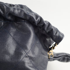 Chanel Small 22 Bag Navy Caviar Light Gold Hardware
