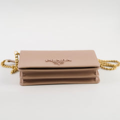 Prada Saffiano Wallet on Chain WOC Dusty Pink