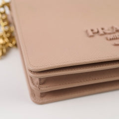 Prada Saffiano Wallet on Chain WOC Dusty Pink