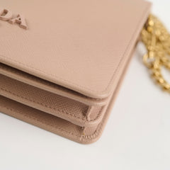 Prada Saffiano Wallet on Chain WOC Dusty Pink