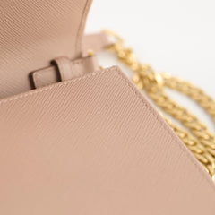 Prada Saffiano Wallet on Chain WOC Dusty Pink
