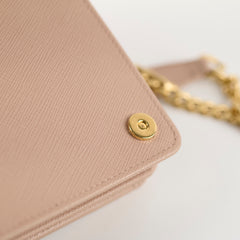 Prada Saffiano Wallet on Chain WOC Dusty Pink