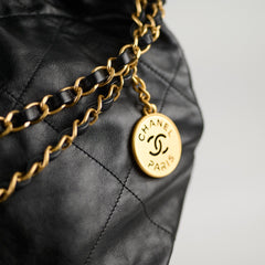 Chanel 22 Calfskin Large GHW Black Microchip