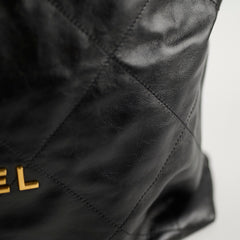 Chanel 22 Calfskin Large GHW Black Microchip